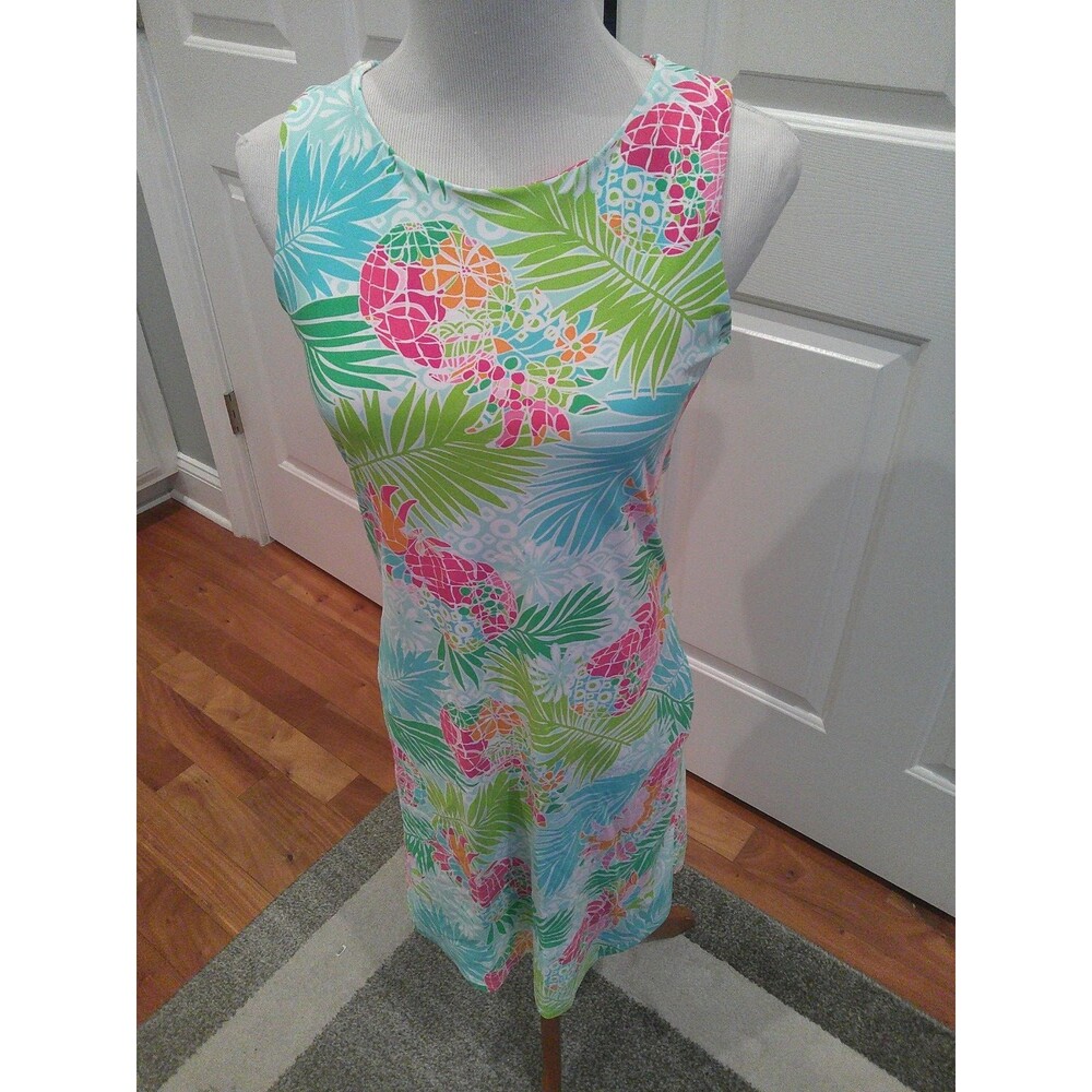 Southwind Apparel l UPF 50 Colorful Shift Dress w/  Pineapples Made in USA Small